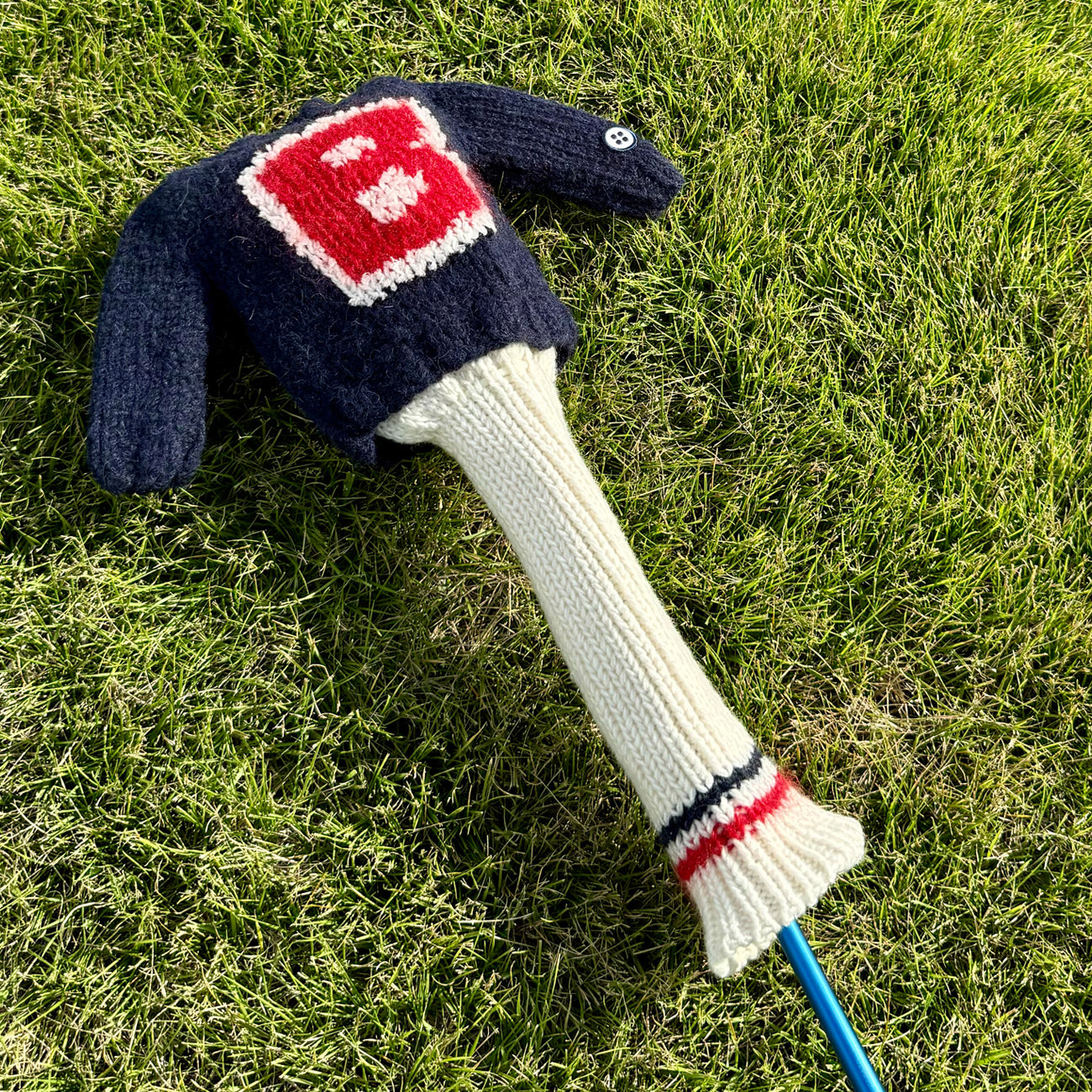 HAND KNIT HC_001 TYPE "B" 〈手編みヘッドカバー / タイプ "B" ネイビー〉