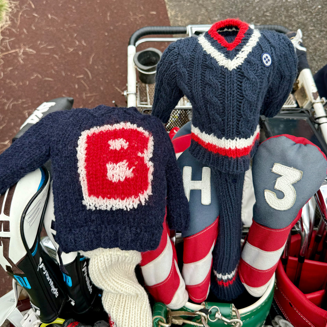 HAND KNIT HC_001 TYPE "B" 〈手編みヘッドカバー / タイプ "B" ネイビー〉
