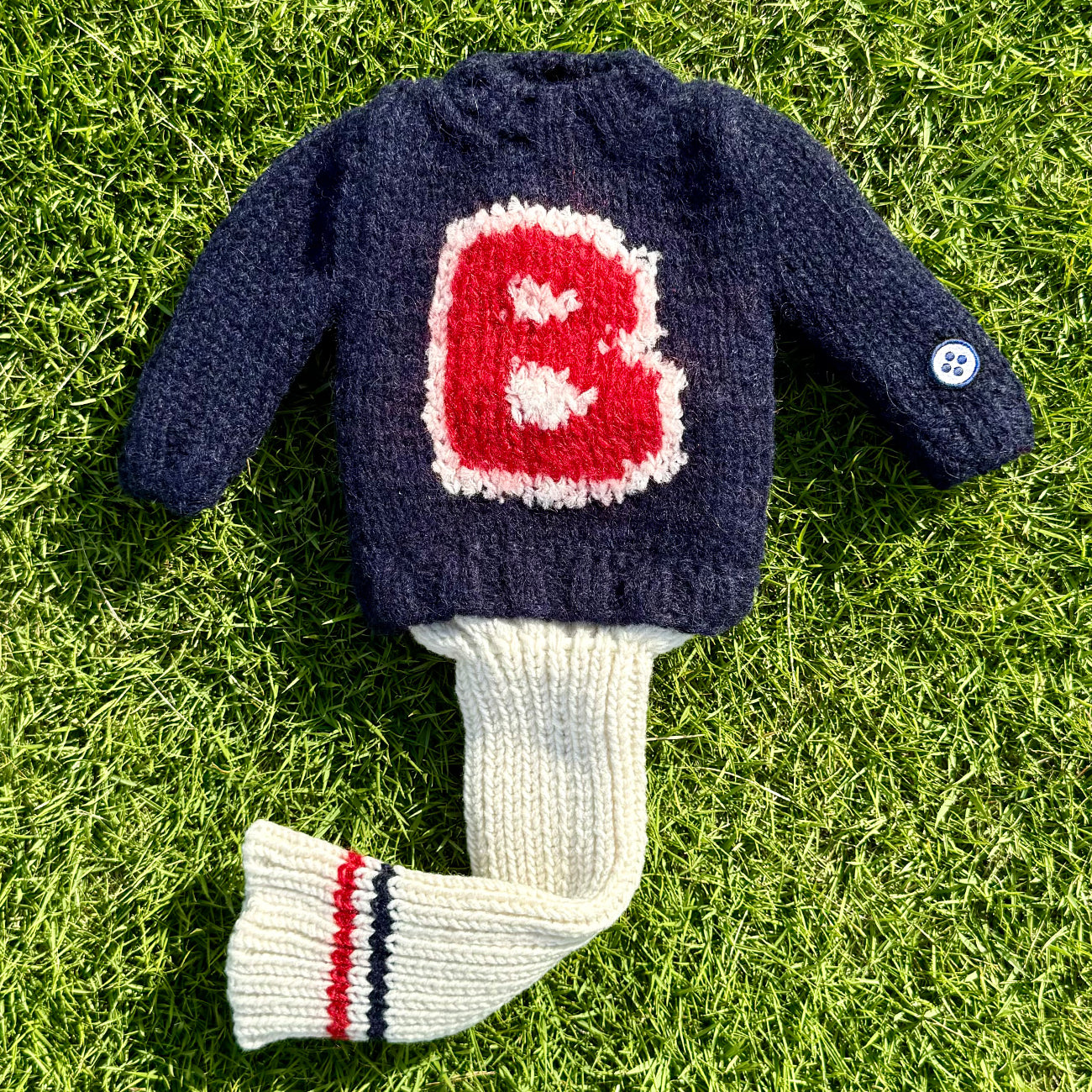 HAND KNIT HC_001 TYPE "B" 〈手編みヘッドカバー / タイプ "B" ネイビー〉