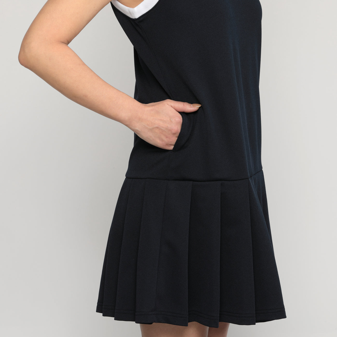 WOMEN NO SLEEVE POLO ONE PIECE〈ノースリーブポロワンピース_ネイビー〉