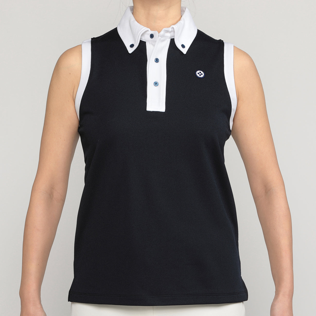 WOMEN NO SLEEVE POLO〈ノースリーブポロ_ネイビー〉ゴルフ ゴルフ