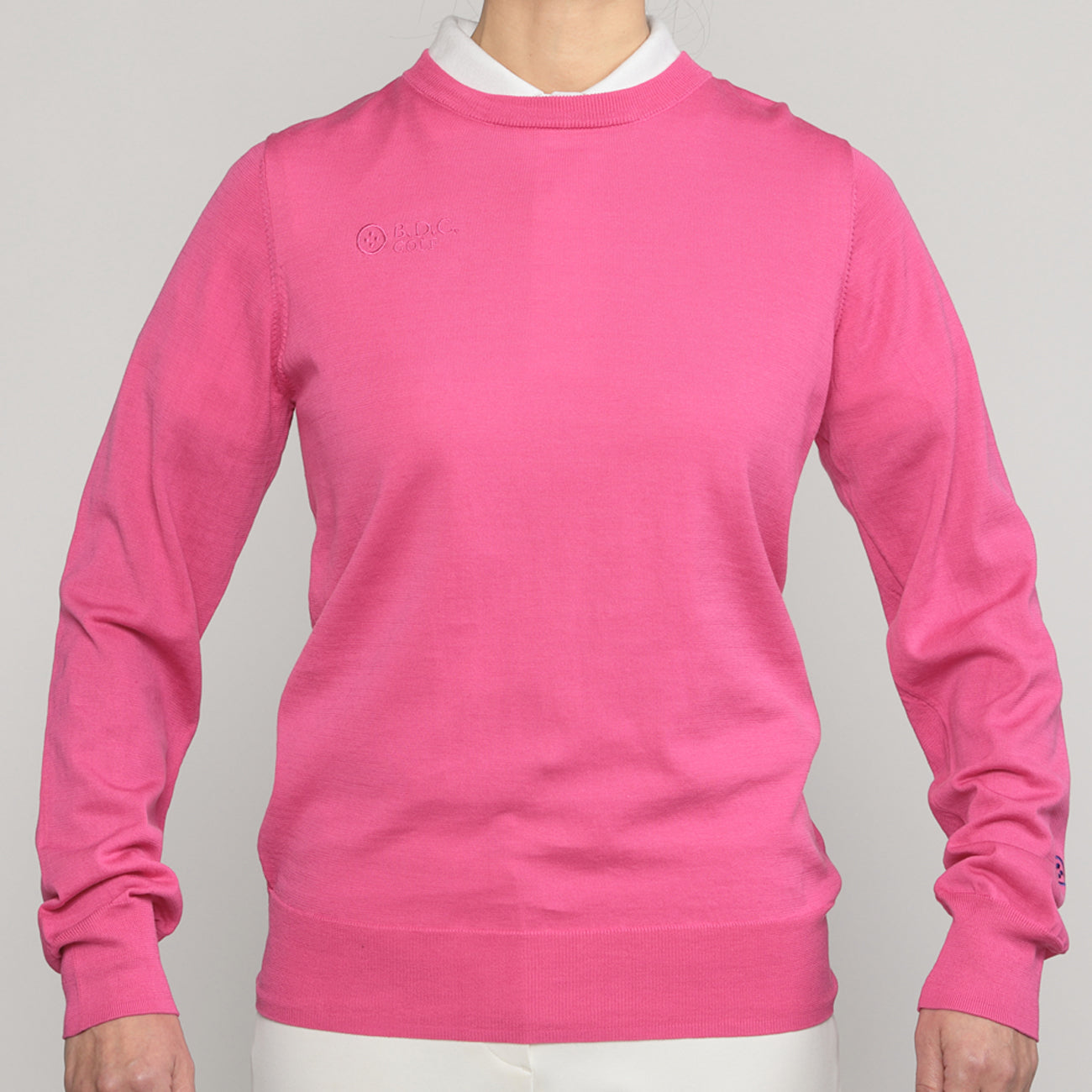 WOMEN CREW-NECK SILK KNIT〈クルーネックニット_ピンク〉ゴルフ