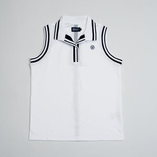 WOMEN NO SLEEVE POLO 002〈ノースリーブポロ_002_ホワイト〉