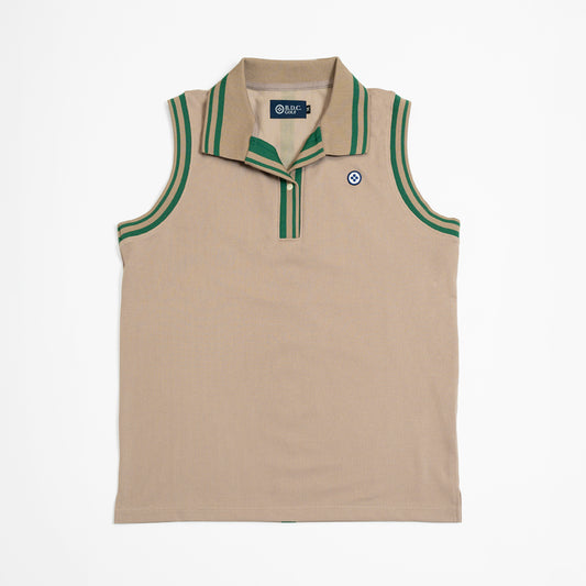 WOMEN NO SLEEVE POLO 002〈ノースリーブポロ_002_ベージュ〉