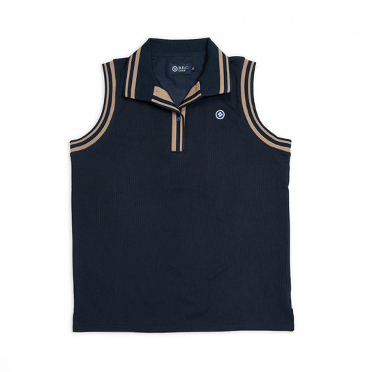 WOMEN NO SLEEVE POLO 002〈ノースリーブポロ_002_ネイビー〉