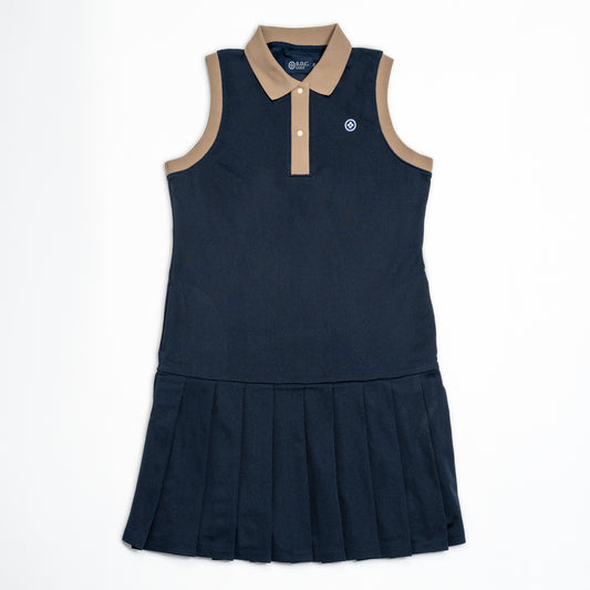 WOMEN NO SLEEVE POLO OP 002〈ノースリーブポロワンピース ネイビー× ベージュ 002〉