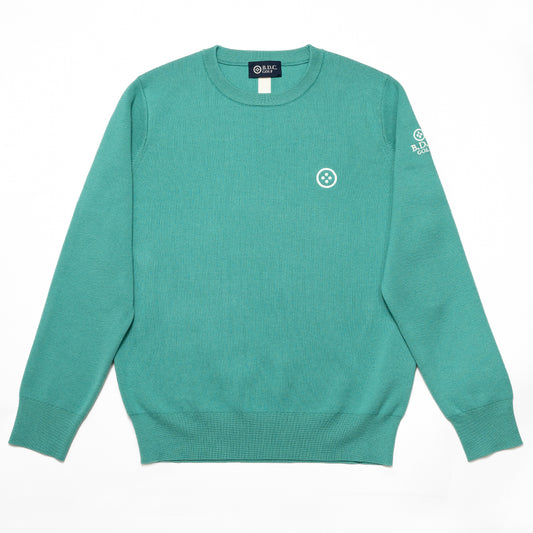 WOMEN  BASIC COTTON SILK CREW-KNIT 002〈コットン+シルク クルーネックニット_ターコイズ〉