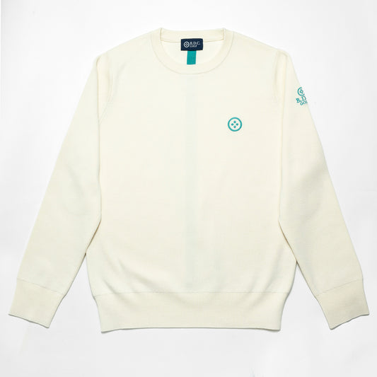 WOMEN  BASIC COTTON SILK CREW-KNIT 002〈コットン+シルク クルーネックニット_ホワイト〉