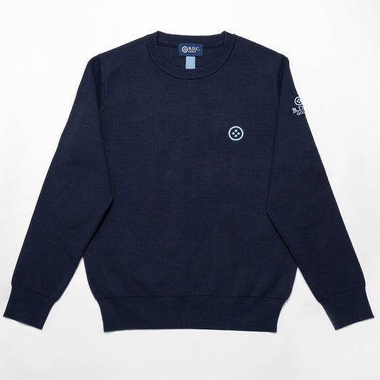 WOMEN  BASIC COTTON SILK CREW-KNIT 002〈コットン+シルク クルーネックニット_ネイビー〉