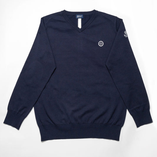 MEN  BASIC cotton_silk V-knit 002〈コットン+シルク  Vネックニット_ネイビー〉