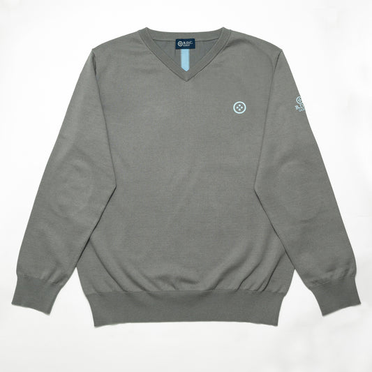 MEN  BASIC cotton_silk V-knit 002〈コットン+シルク  Vネックニット_グレー〉