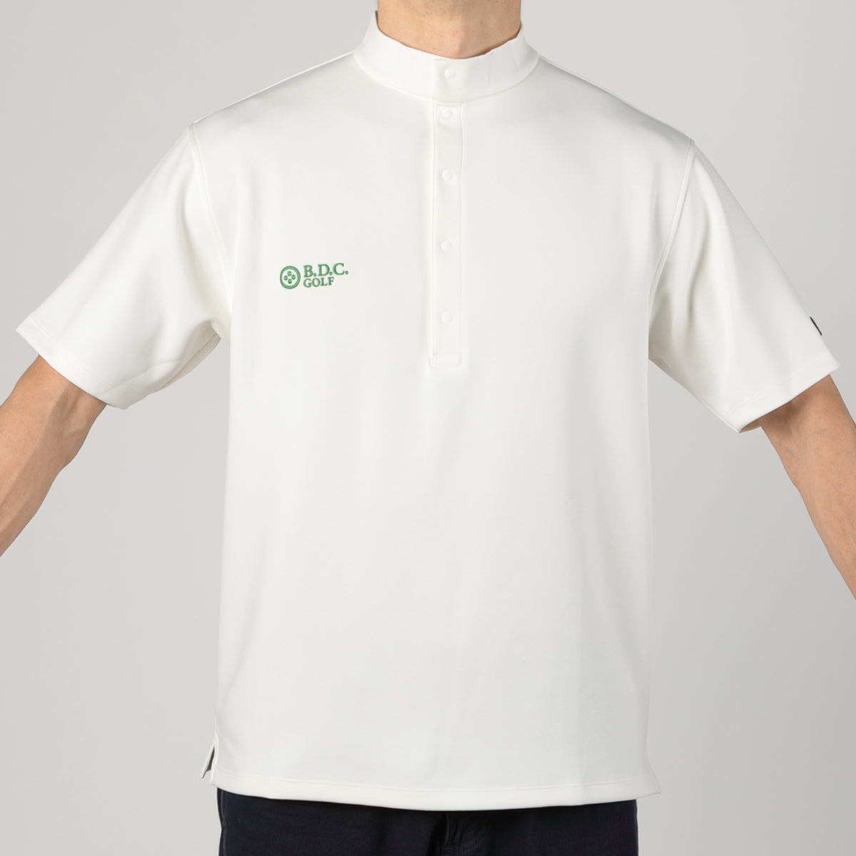 MEN MOCK_NECK SNAP POLO〈スナップモックネック_オフホワイト 