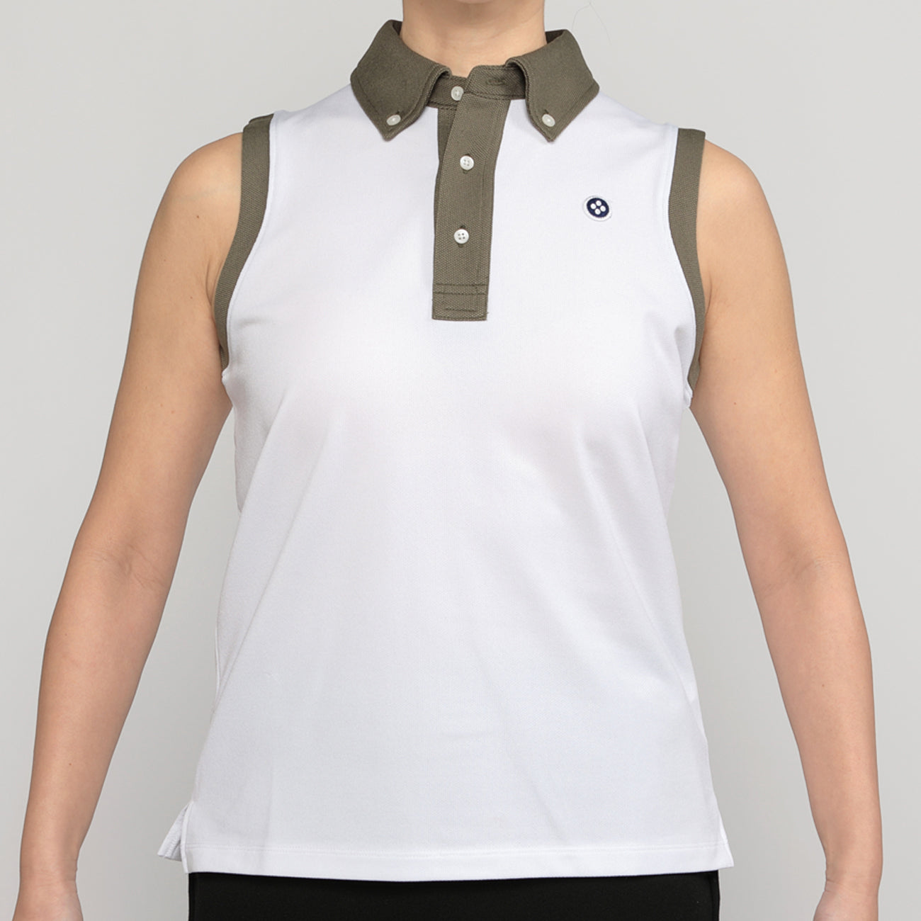 WOMEN NO SLEEVE POLO〈ノースリーブポロ_ホワイト〉